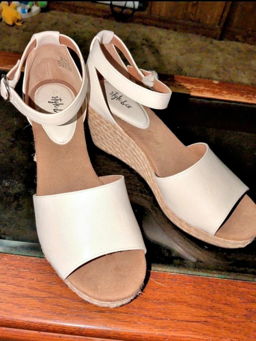 Style & Co. Seleeney Wedge Sandals. White